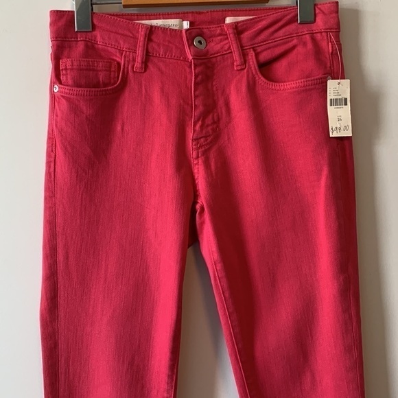 NEW Pilcro and the Letterpress Anthropologie Mid Rise Skinny Ankle Pink Jeans - Picture 4 of 16